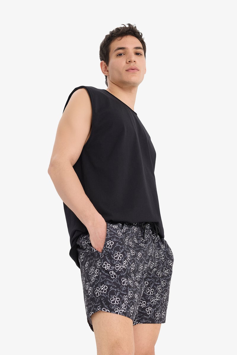 DeFacto Black Man Patterned Mesh Lined Swim Shorts Casual - Image 3